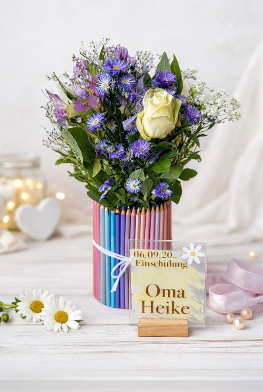 Personalisierte Tischkarte zur Einschulung aus Acryl | Platzkarte Schulanfang, Hochzeit | Gastgeschenk Einschulung, Hochzeit